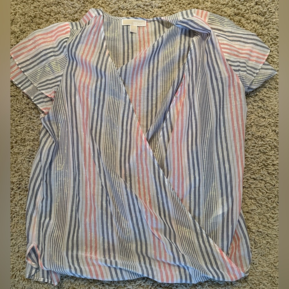 Michael Kors Striped Blouse - Blue, Pink, White